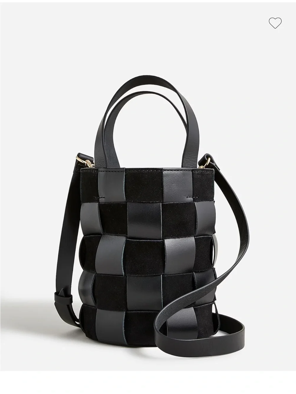 J Crew Woven Leather & Suede Bucket Bag - Black